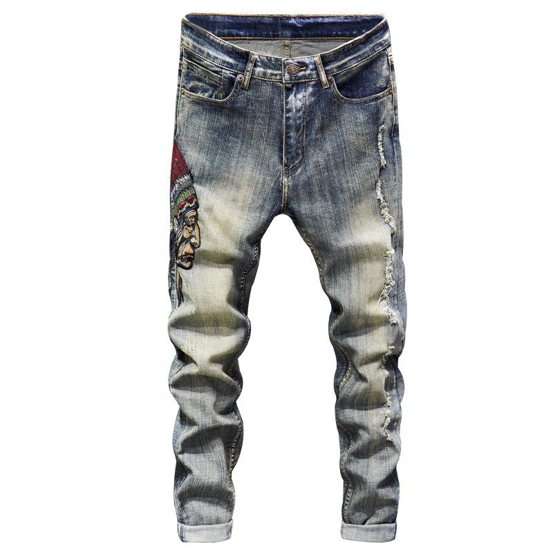 Indian embroidered jeans men's pants